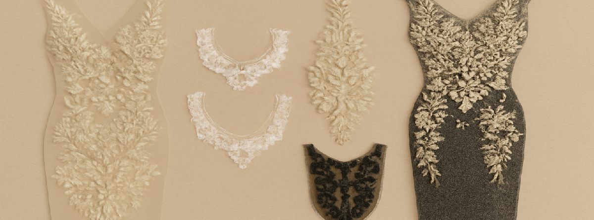 تفاوت پنل لباس مجلسی با یقه‌دوزی، گیپور اپلیکه و سنگ‌دوزی: راهنمای تخصصی