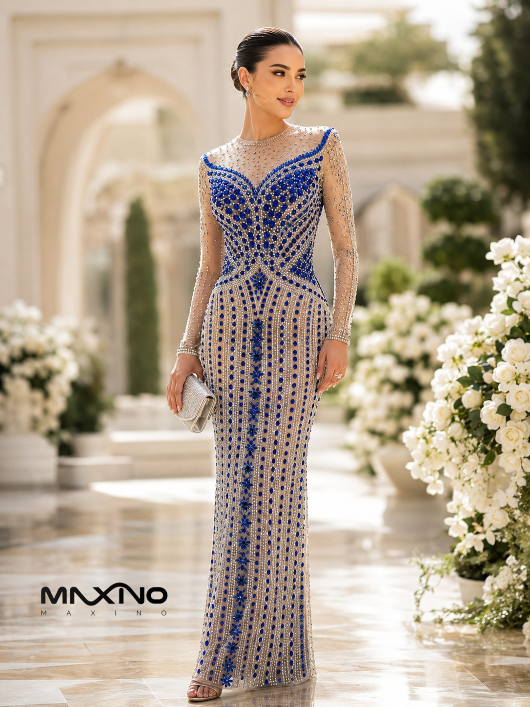 پارچه پنل لباس مجلسی یقه هفت